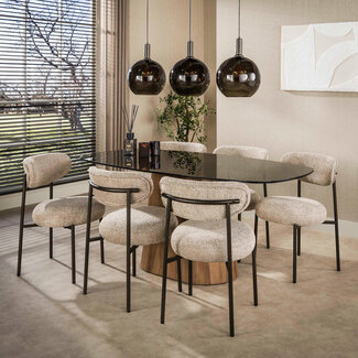 WoonStijl Eettafel Tinto Centro deens ovaal 215 cm  Brons glas