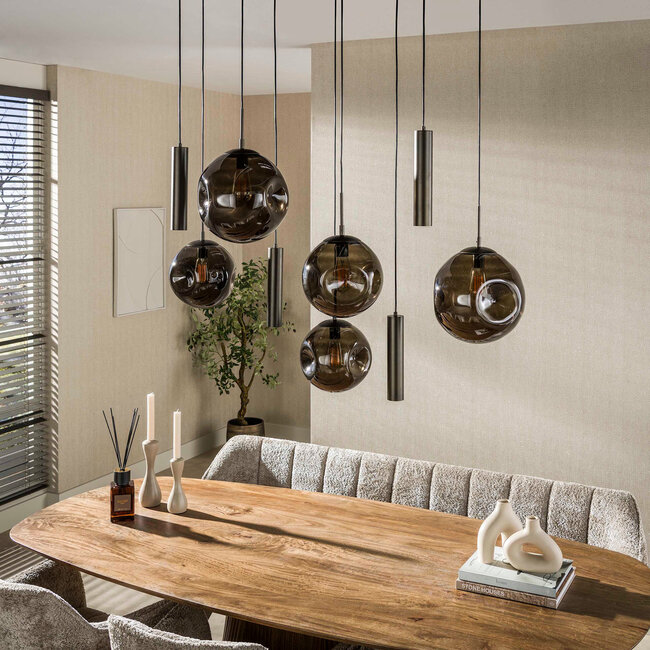 WoonStijl Hanglamp Stellar pendel 5+4-lichts Sienna bruin