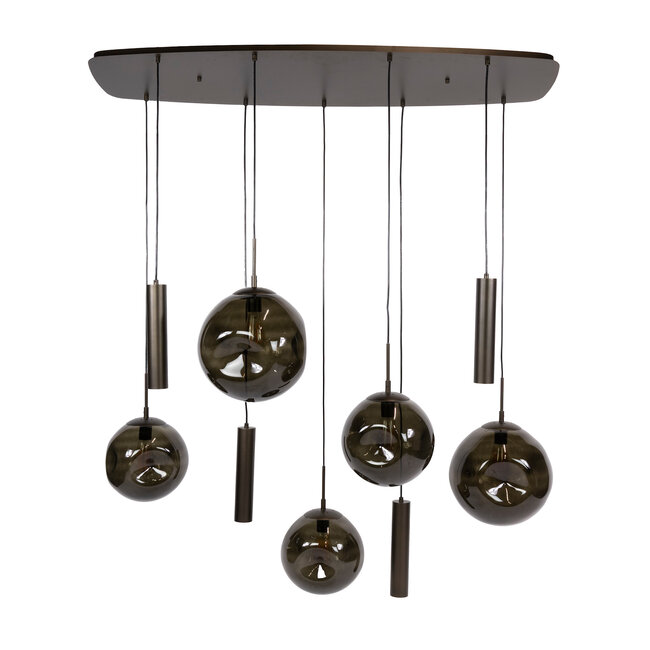 WoonStijl Hanglamp Stellar pendel 5+4-lichts Sienna bruin