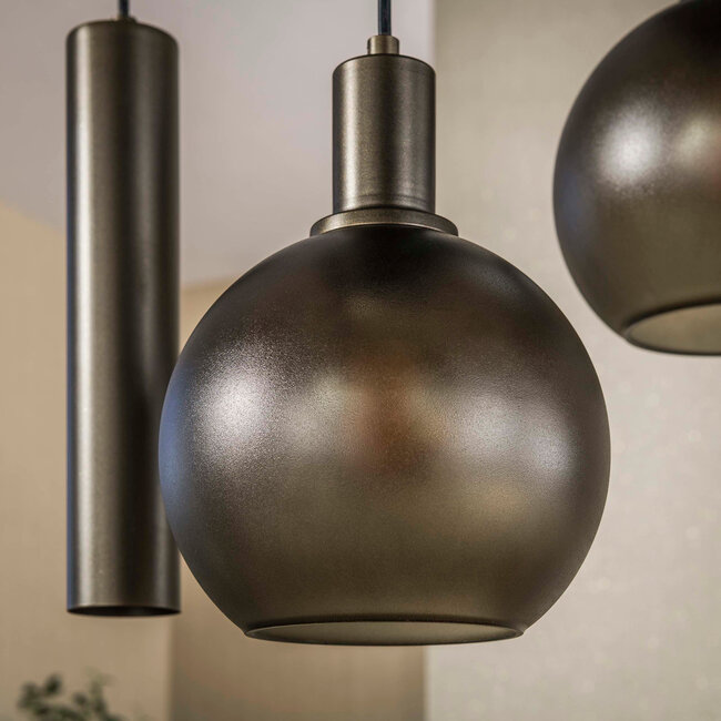 WoonStijl Hanglamp 4+3L Sfera tricolore Sienna bruin frosted