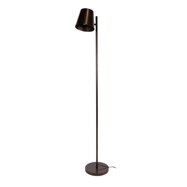 WoonStijl Vloerlamp 1L Flex verstelbare metalen kap Urban bruin