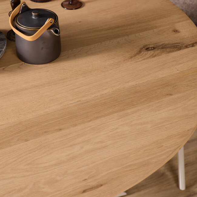 Starfurn Eiken eettafel Ferris | Rond 150 cm | Naturel | Poot Sand