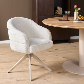 Starfurn Eetkamerstoel Bella | Off White | Poot Sand | Met armleuning