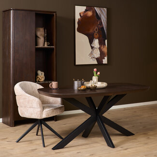 Starfurn Eettafel Madison Brown | 160 cm | Deens Ovaal | Poot Black