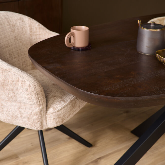 Starfurn Eettafel Madison Brown | 160 cm | Deens Ovaal | Poot Black