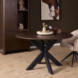 Starfurn Eettafel Madison Brown | 110 cm | Poot Black