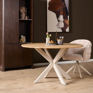 Starfurn Eiken eettafel Ferris | Rond 130 cm | Naturel | Poot Sand