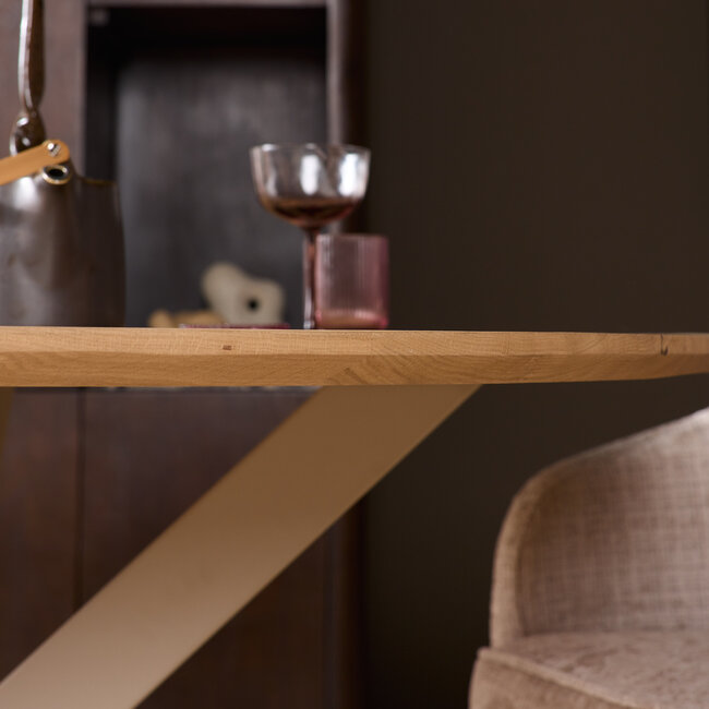 Starfurn Eiken eettafel Ferris | Rond 130 cm | Naturel | Poot Sand