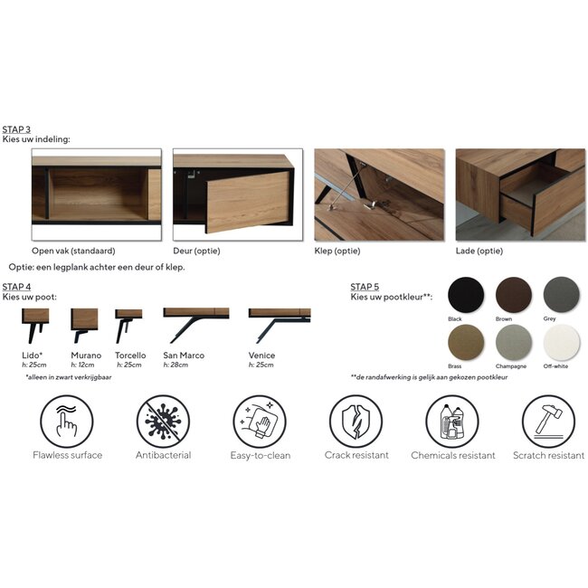 Nijwie Staand tv meubel Montano 140 cm l 10 kleuren