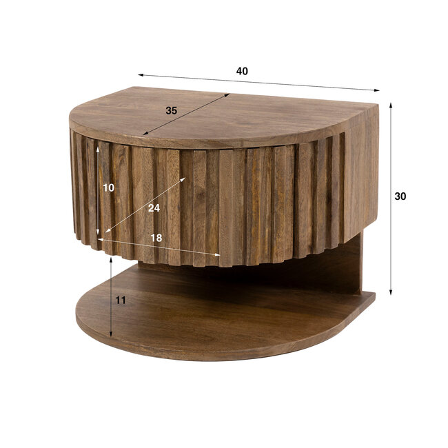 WoonStijl Nachtkastje Ridge shelve zwevend 1 lade mango zand