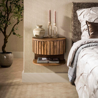 WoonStijl Nachtkastje Ridge shelve zwevend 1 lade mango zand