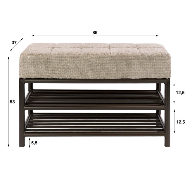WoonStijl Schoenenbank Terra 85cm Drift bruin