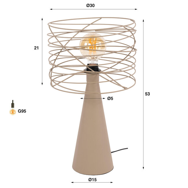 WoonStijl Tafellamp Curl 1-lichts Beige