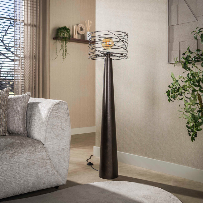 WoonStijl Vloerlamp Curl 1-lichts Urban bruin