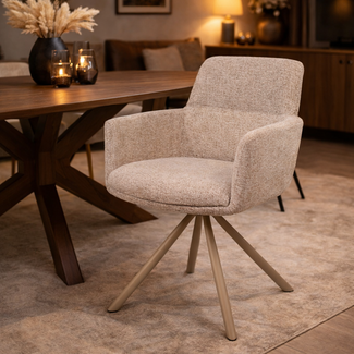 Nijwie Eetkamerstoel Harry - draaipoot 360 - Sandy 121