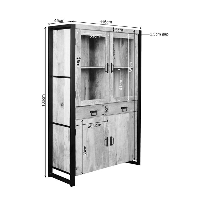 Starfurn Vitrinekast Britt | 115 cm