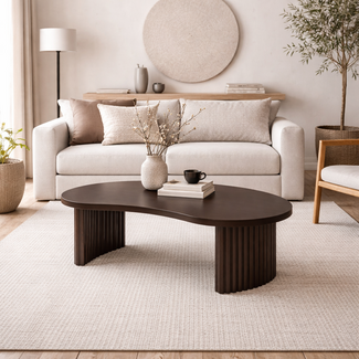 Nijwie Salontafel Firenze - boonvormig  - 85 cm - Walnoot