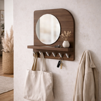 Nijwie Curaçao kapstok 45 met spiegel en 6 haken - Welcome Home Collection