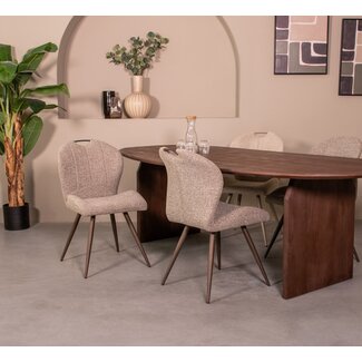 Label51 Eetkamerstoel Silly - Naturel Royal Boucle | Brons Metaal