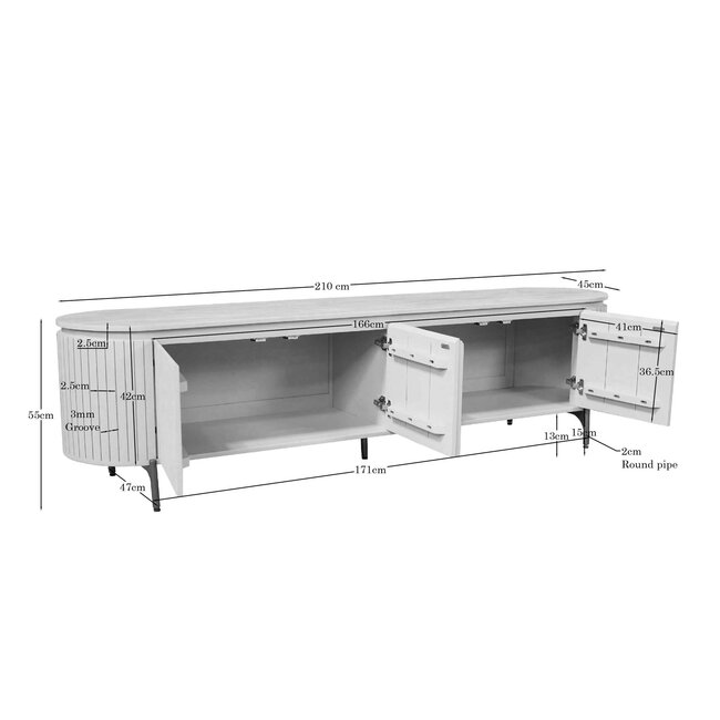 Starfurn Tv meubel Solana Zand Mangohout 210 cm