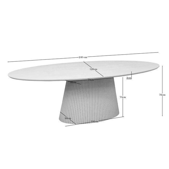 Starfurn Ovale eettafel Solana Zand Mangohout 240 cm