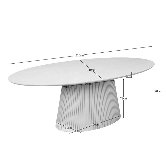 Starfurn Ovale eettafel Solana Zand Mangohout 210 cm