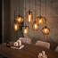 WoonStijl Hanglamp Chevron 4+3-lichts Smoke bruin glas