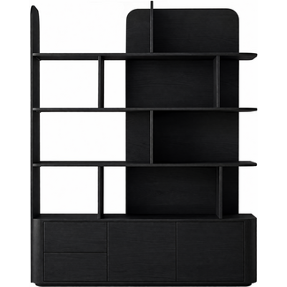 Nijwie Rovaniemi wandkast 140 met 2 deuren en 2 lades, Zwart eiken