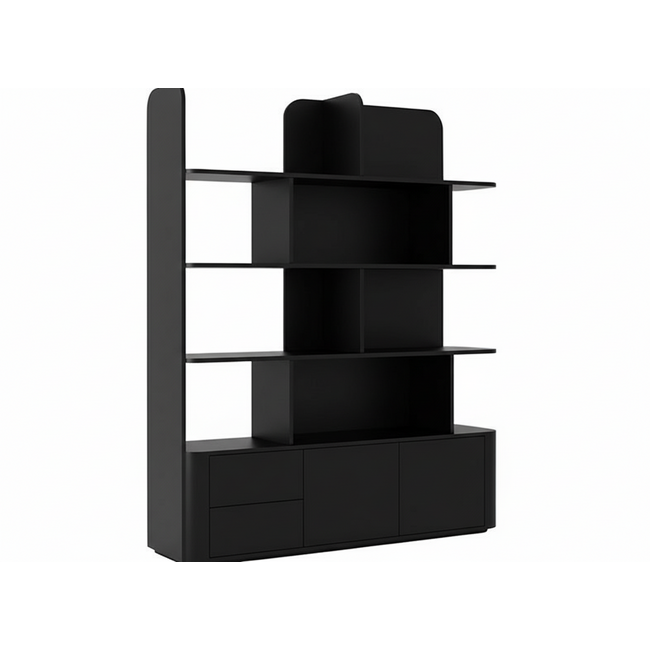 Nijwie Rovaniemi wandkast 140 met 2 deuren en 2 lades, Zwart eiken