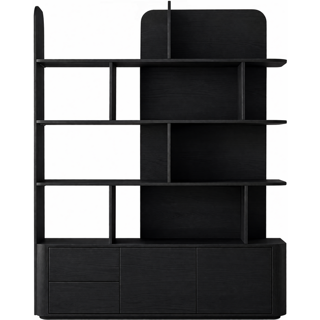 Nijwie Rovaniemi wandkast 140 met 2 deuren en 2 lades, Zwart eiken