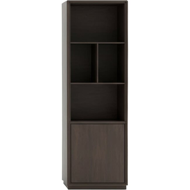 Nijwie Oulu boekenkast linksdraaiend met 1 deur en 4 open vakken Dark Chocolate