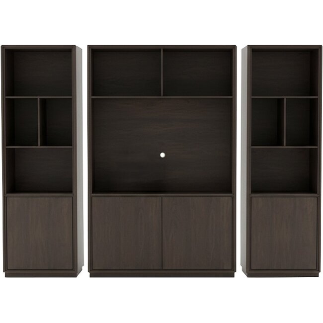 Nijwie Oulu boekenkast linksdraaiend met 1 deur en 4 open vakken Dark Chocolate