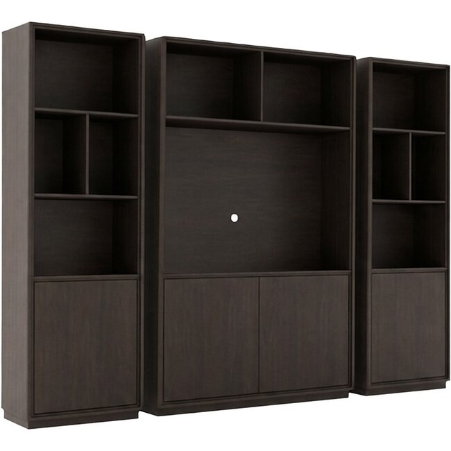 Nijwie Oulu boekenkast linksdraaiend met 1 deur en 4 open vakken Dark Chocolate