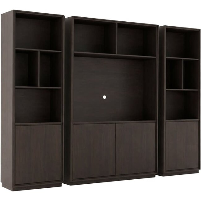 Nijwie Oulu TV-kast 150 met 2 deuren en 3 open vakken, Dark Chocolate