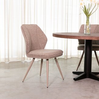 Label51 Eetkamerstoel Silvain | Mushroom Royal Boucle | Taupe Metaal