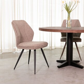 Label51 Eetkamerstoel Silvain | Mushroom Royal Boucle | Zwart Metaal