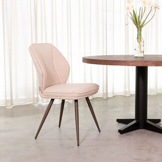 Label51 Eetkamerstoel Silvain | Naturel Royal Boucle | Taupe Metaal