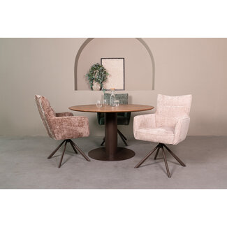 Label51 Eetkamerstoel Dubai - Naturel - Haga - Brons Metalen Frame