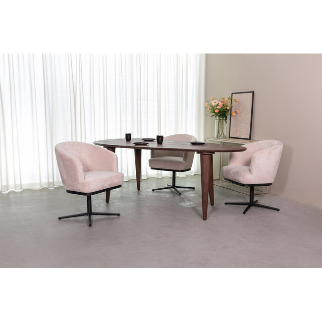 Label51 Eetkamerstoel Cannes - Mushroom - Royal Boucle - Brons Metalen Frame