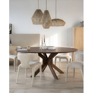 MySons Eettafel Gemini Ø130, Acacia Marron Bruin