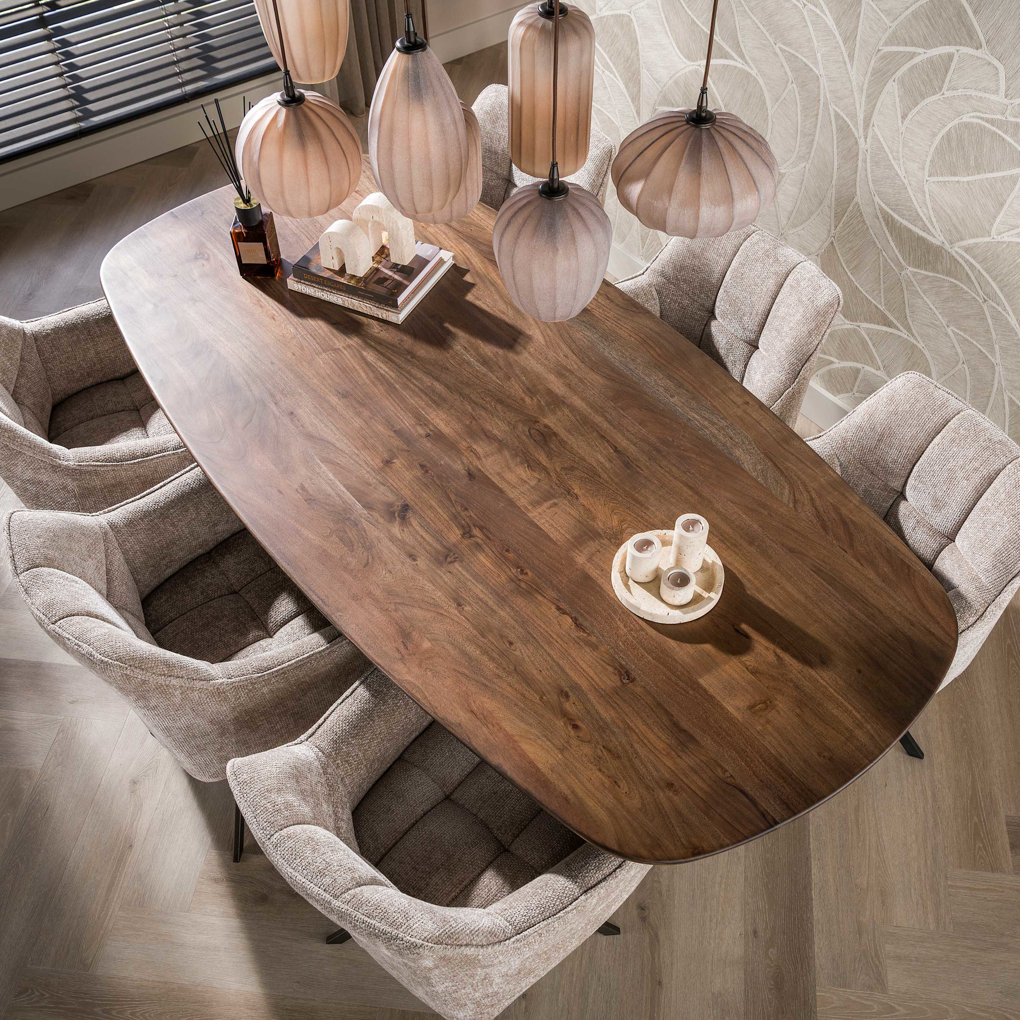 Eettafel Central Deens Ovaal 215 cm Acacia Bruin | WoonStijl - Houten ...