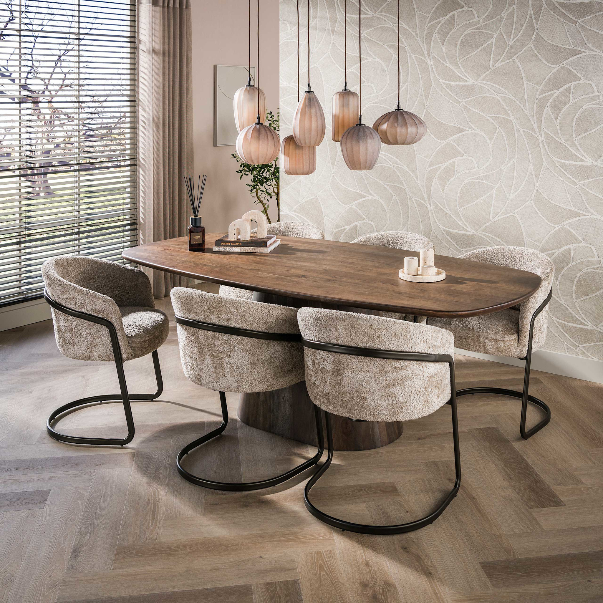 Eettafel Central Deens Ovaal 215 cm Acacia Bruin | WoonStijl - Houten ...