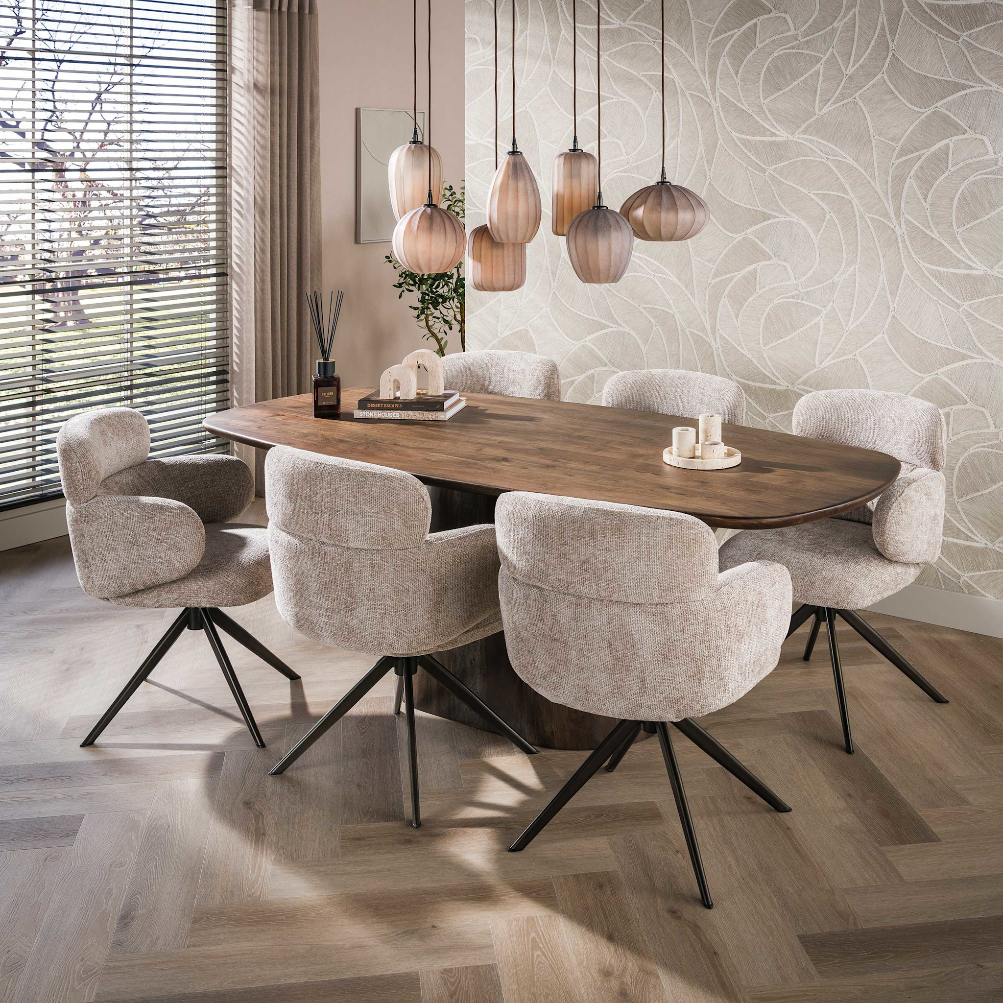 Eettafel Central Deens Ovaal 215 cm Acacia Bruin | WoonStijl - Houten ...
