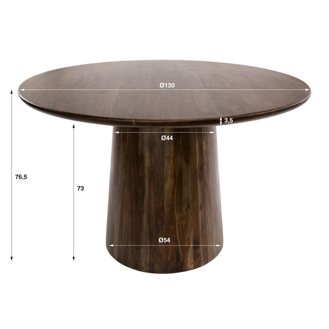 WoonStijl Eettafel Central rond Ø130 cm  acacia bruin