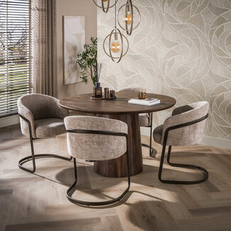 WoonStijl Eettafel Central rond Ø130 cm  acacia bruin