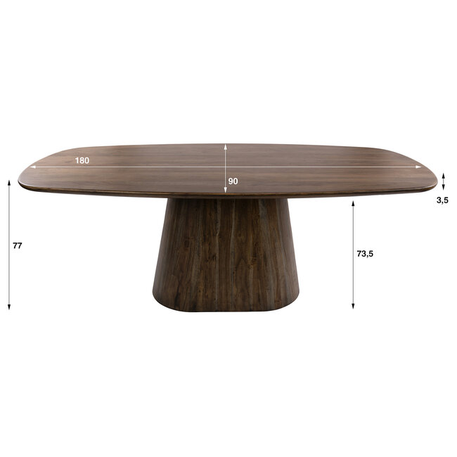 WoonStijl Eettafel Central deens ovaal 180 cm acacia bruin