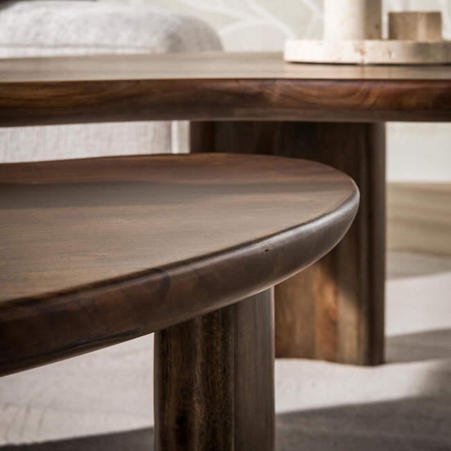WoonStijl Salontafel Central set van 2 acacia bruin