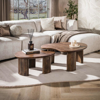 WoonStijl Salontafel Central set van 2 acacia bruin