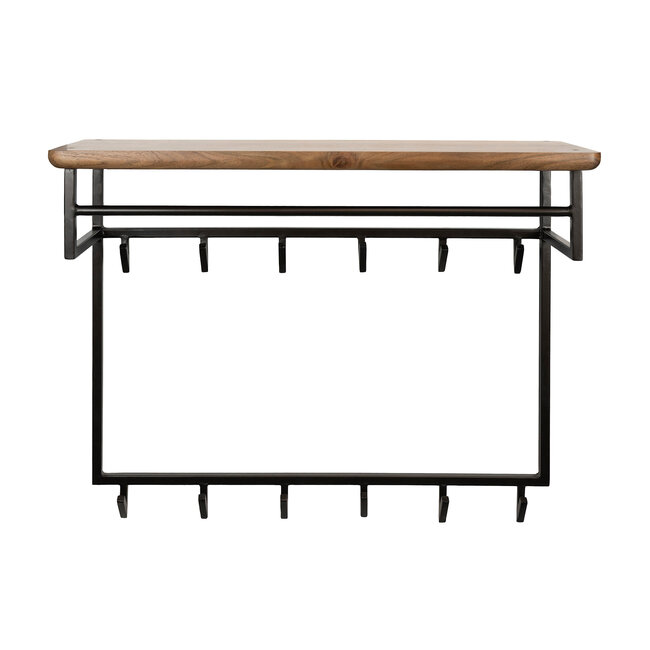 WoonStijl Kapstok Edge Curve hoog 12 haken acacia bruin