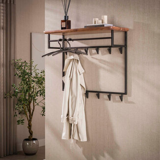 WoonStijl Kapstok Edge Curve hoog 12 haken acacia bruin